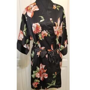 INC International Concepts Intimates Floral Robe Kimono Sleeve Belted SZ S